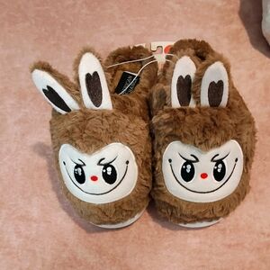 American Exchange Fuzzy Brown Slippers